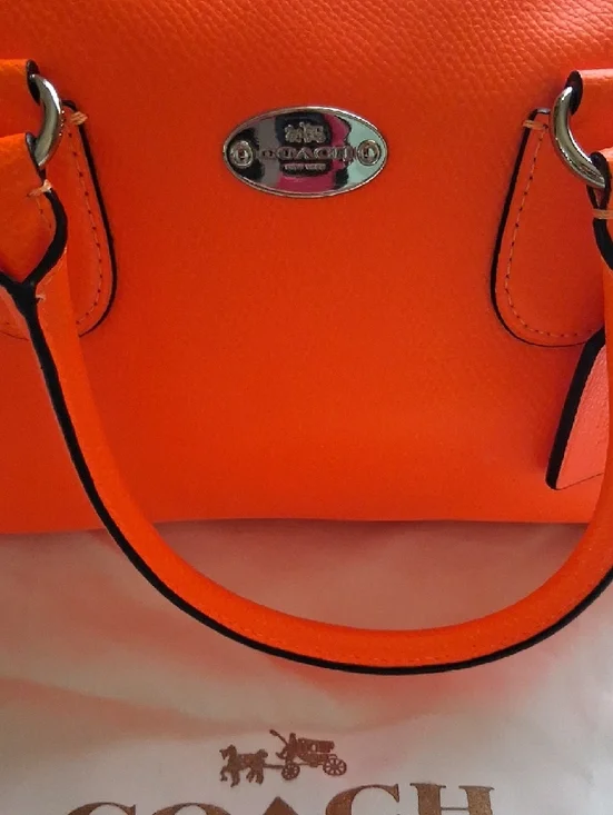 Coach Orange Leather Satchel with Silver Hardware - Picture 2 of 6